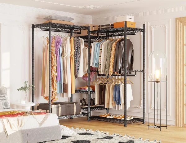 L-shaped clothes rack