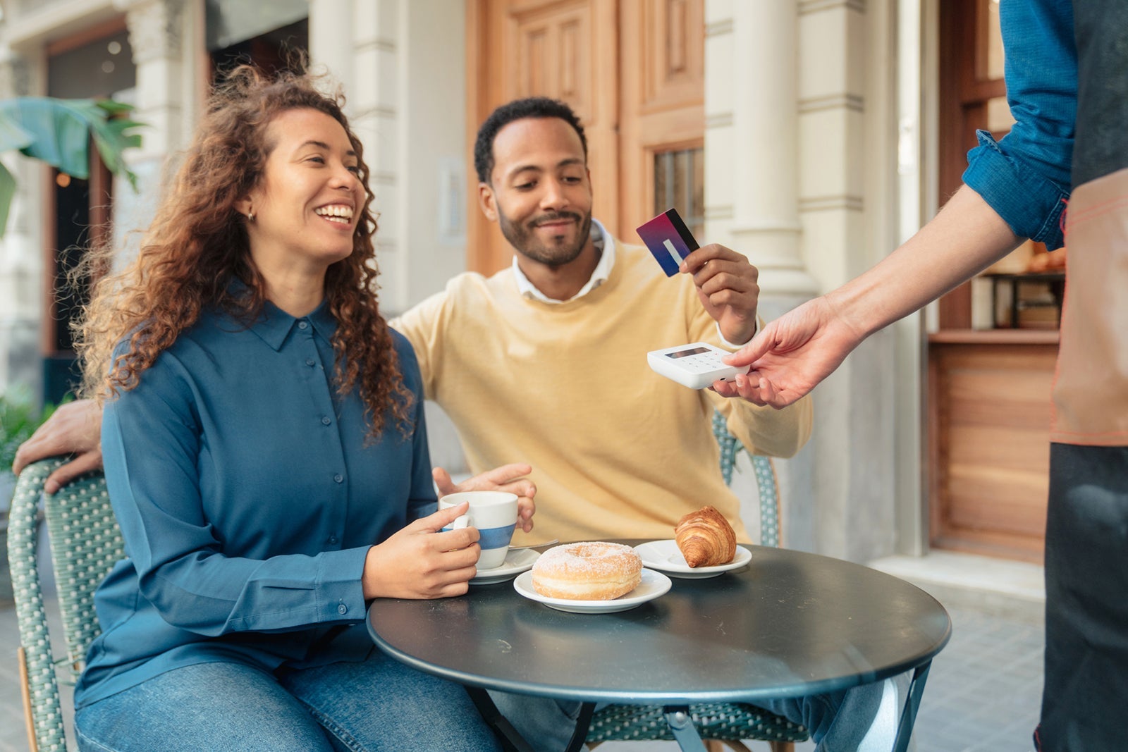 Couple dining at a cafe